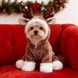 Dog Christmas Reindeer Cosplay Outfit, Cute Dog Hoodies Winter Sweatshirt for Puppy, Warm Pet Costume Clothing for Small Dogs (Small)