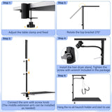 Dog Grooming Arm with Hair Dryer Stand, Adjustable 37'' Dog Grooming Table Arm with Clamp & Dogs Restraints for Grooming Small Medium Dogs Cats, Foldable Pet Grooming Stand at Home