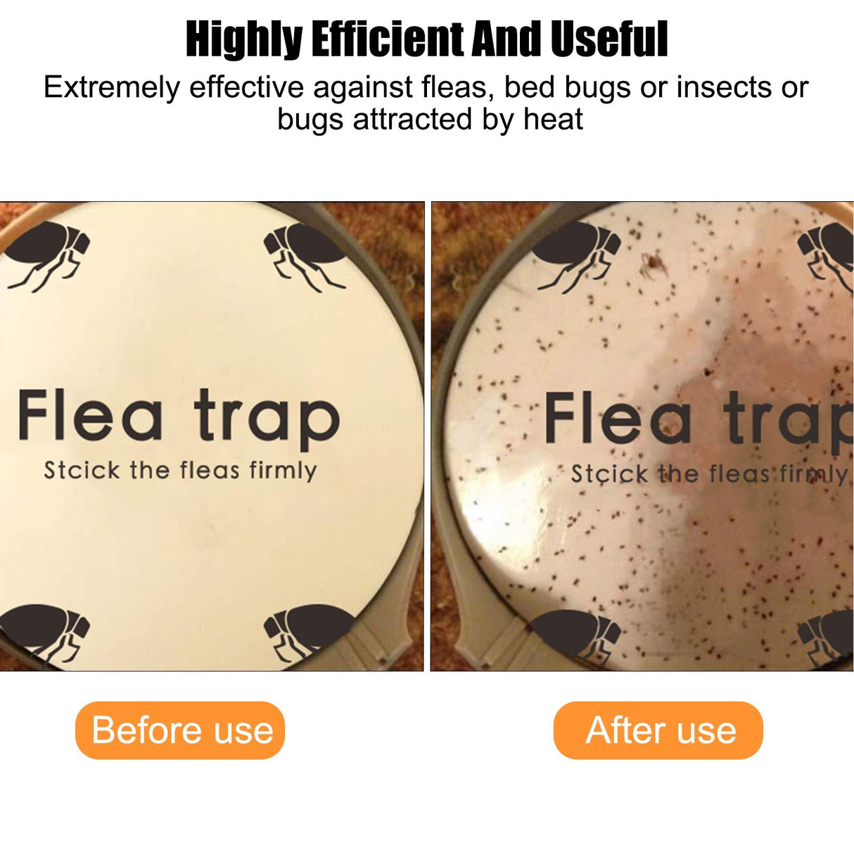 Flea Trap, Sticky Flea Traps for Inside Your Home, Odorless Non-Toxic Natural Flea Killer Trap Pad Bed Bug Trap Light Bulb Pest Control for Home House Inside, Safe for Children Pet Dog Cat(2 Pack)