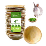 Jiaxix 30 Pcs Disposable Palm Leaf Bowls 4 inch Bowl for Rabbits, Compostable Like Bamboo Bowls Disposable Bowl Bunny Chew Toys Chewable Dish for Rabbits & Bunnies,Small Pets