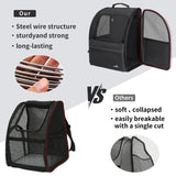 wakytu Cat Carrier Backpack,Steel Wire Frame More Stable,600D Wear-Resistant Oxford Fabric, Dog Carrier Cat Backpacks Suitable for Travel,Black