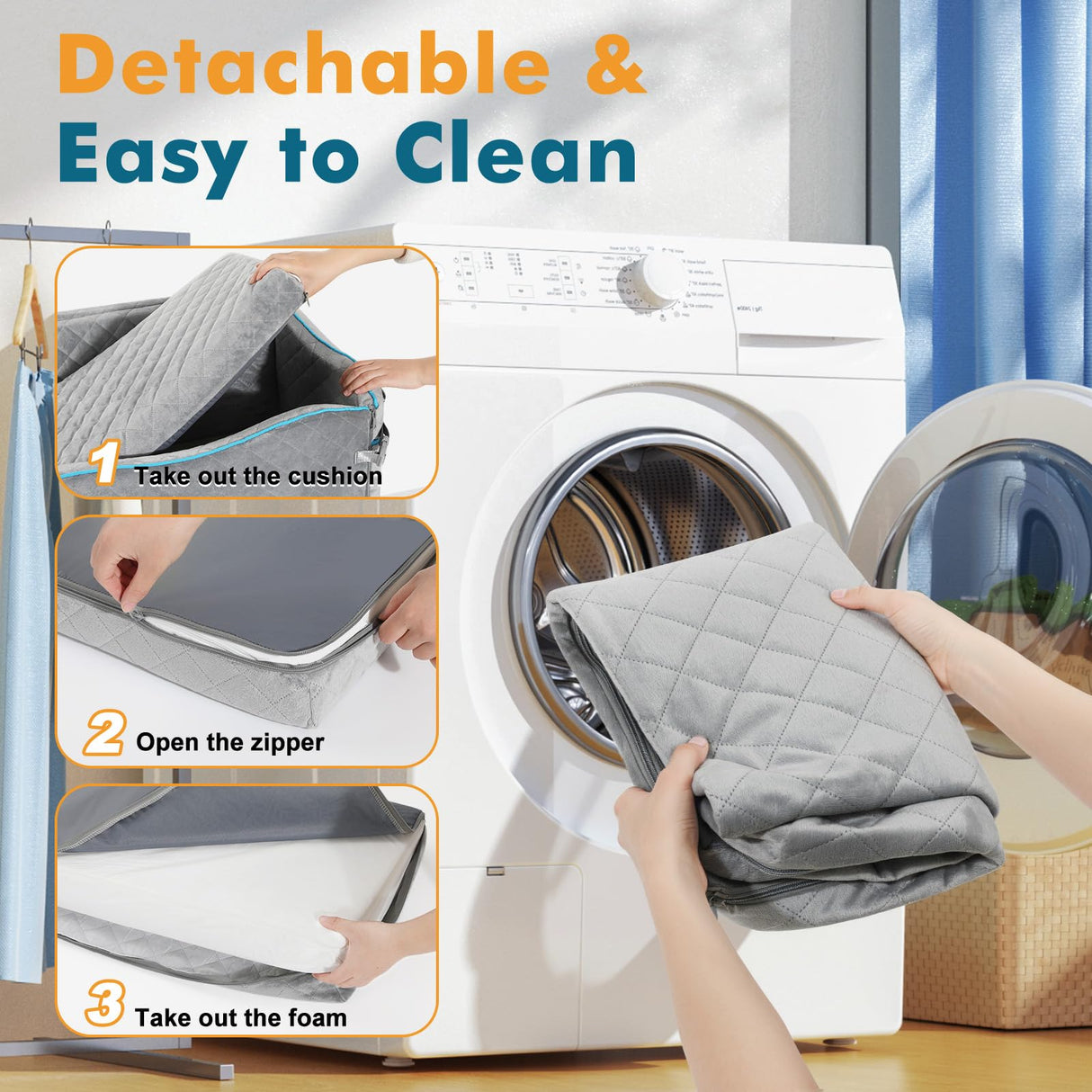 Large Dog Car Seat, Dogs Car Bed for Large Dogs Under 60 lbs or 2 Small Breeds, Comfortable Dog Booster Carseat with Memory Foam Thick Cushion, Detachable & Washable Pet Bed for Backseat, Grey