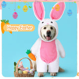 Huhumy Easter Dog Costume Easter Funny Walking Bunny Dog Outfit Fluffy Rabbit Hoodies Pet Clothes with Bunny Ears Arms and Trousers Sleeves(L)