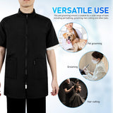 Holibanna Pet Grooming Smock Waterproof Workwear with Multifunctional Pockets for Dog Groomers Barber Jacket Size L Comfortable Durable