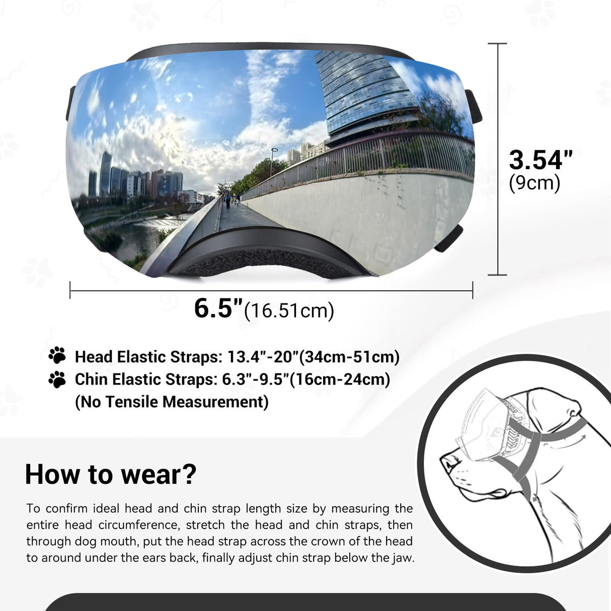 NAMSAN Dog Goggles for Large Dogs, Black/Silver Lenses Replaceable, Dog Sunglasses Medium to Large Breed, Anti-UV Doggie Eye Protection, Adjustable Driving Glasses, Windproof Dustproof, Black