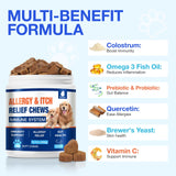Dog Allergy Chews - Itching Skin Relief - 180 Chews Natural Dog Allergy Relief Treatment for Paw Licking, Anti-Itch, Dry Skin, Hot Spots, Allergies & Immune Support Supplement