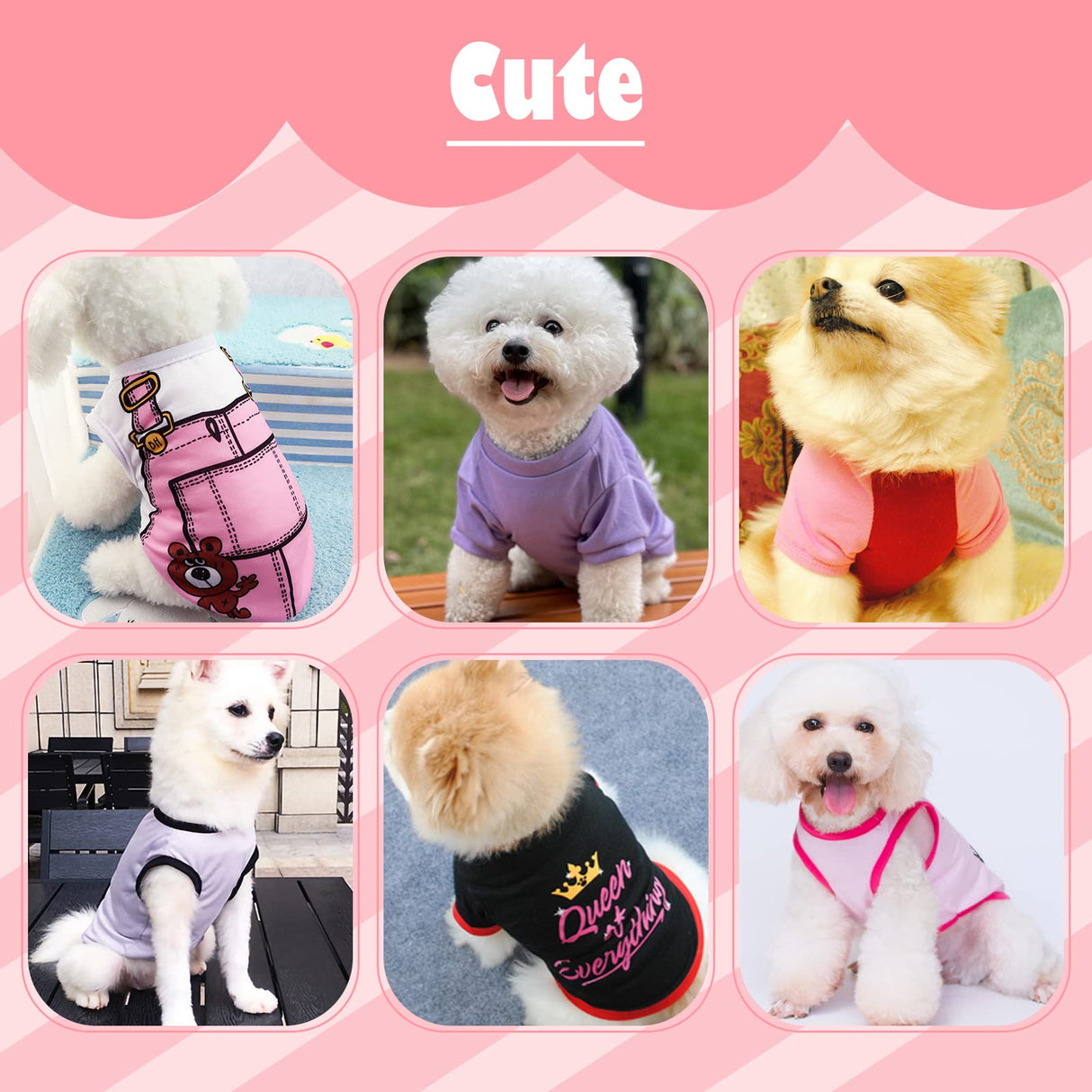 KATOLK 6 Pack Dog Clothes for Small Dogs Girl, Soft and Breathable Puppy Kitten Dog Shirts with Letters for Pet Cats, Summer Dogs' T-Shirts Apparel Sleeveless Vests for Chihuahua Yorkies (XL)