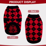 Queenmore Medium Dog Sweater, Dog Sweaters for Medium Dogs Girls Boys, Christmas Clothes for Doggie, Warm Cozy Knit Pullover with Plaid Pattern, Soft Pet Winter Jacket (Red,M)