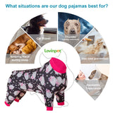 LovinPet Doberman Pajamas, Anxiety Calming Dog Jumpsuit, Lightweight Onesie, Black Sheep Print, Large Dog Pjs, Long Sleeve Pullover for Dogs/Medium