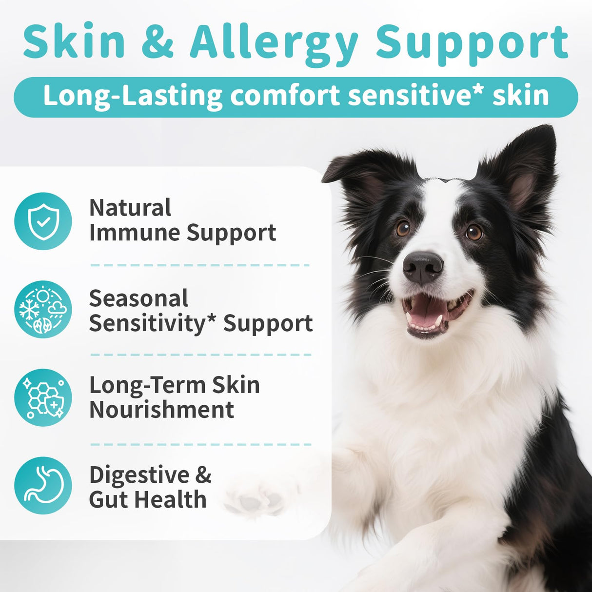 POPPAW Dog Skin & Allergy Chews - Dog Probiotics for Sensitive Skin Health Support - Allergy Relief - Support Seasonal Allergies, Immune & Gut & Digestive Health Supplement - Chicken Flavor - 90 Count