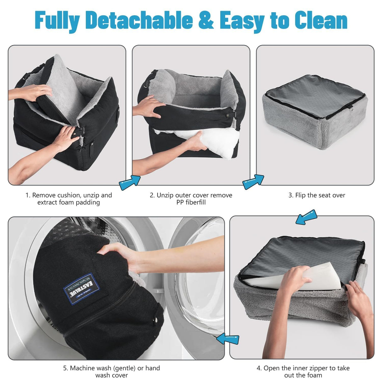 EASTBLUE Dog Booster Car Seat: Elevated Car Seat for Small Medium Dogs 0-35 lbs Washable & Safety Dog Travel Bed with Memory Foam Cushions for Pet Puppy Cat
