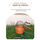 Wicker Bike Basket for Small Dogs Cats Pet Carrier Front Basket with Wire Mesh Cover (Honey Color)