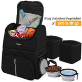 Txinrbaod Dog Travel Bag for Supplies with Food Container Bag Dog Travel Backpack for Hiking Overnight Camping Trip Black