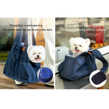 QOHAK Dog Carrier Purse Premium Denim Dog Soft Sided Carriers Bag Pet Travel Tote Bag with Pockets for Cat and Small Dog (Medium, Dark Blue)