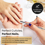 Cuticle Pusher Tools - Professional Nail Cuticle Pusher Cuticle Remover Cuticle Trimmer Spoon Shaped Nail Cleaner Dual Sided Metal Stainless Steel Manicure Pedicure for Women 4 Pack Set