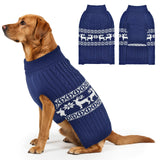 Vehomy Christmas Dog Turtleneck Sweater Christmas Pet Cable-Knit Sweater with Snowflake Pattern Cold Weather Pullover Sweaters Xmas Pet Knitwear Apparel Outfit for Small Medium Large Dogs Navy 3XL