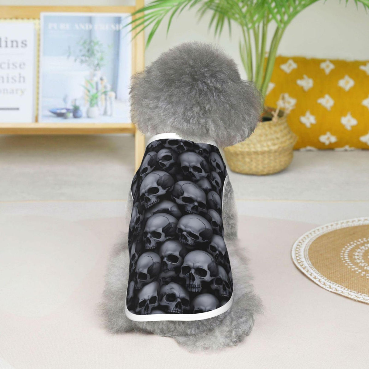 Nuzjahu Gothic Skull Pattern Dog Shirts Breathable Dog T-Shirts Elastic Soft Pet Clothes Spring Summer Pet Apparel Tee Shirt for Puppy Small Medium Dogs Kitty Cats