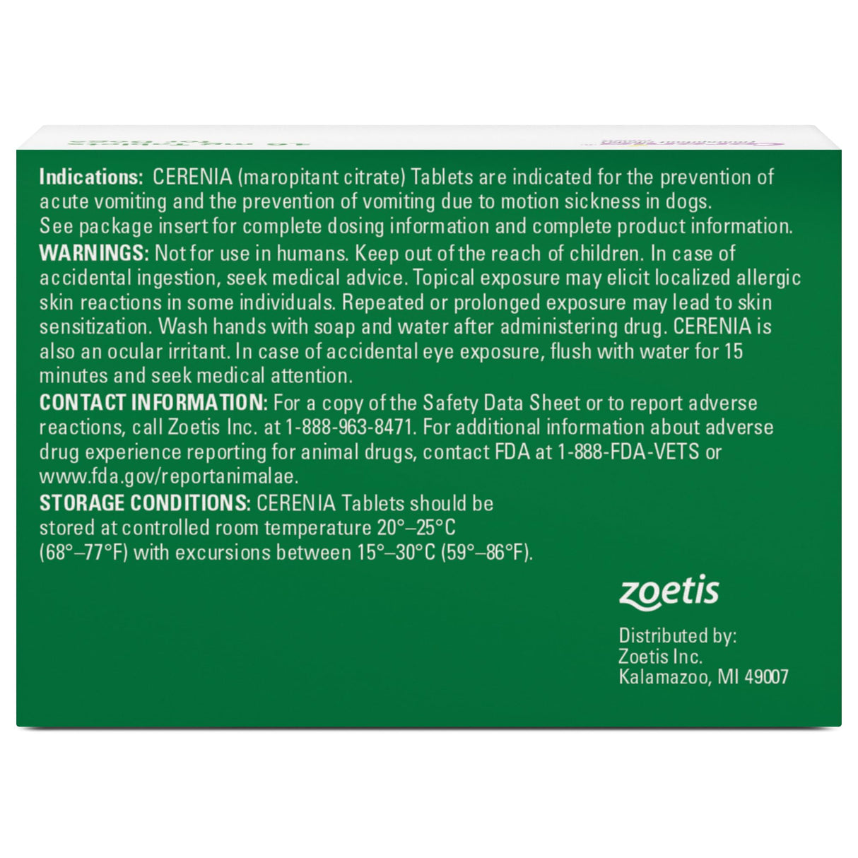 Cerenia (maropitant Citrate) for Dogs, 16 mg (Green), 4 Tablets