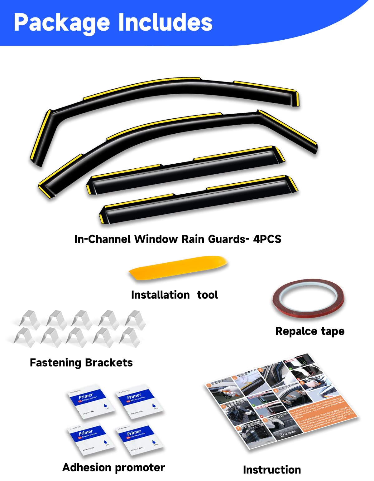 Breejoy in-Channel Window Rain Guards Fit for Chevy Silverado/GMC Sierra 1500 2019-2026 Crew Cab, Extra Durable Window Visors Vent Visors Window Deflector Vent Shades Car Accessories -4 pcs