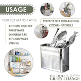 Daeheung Industries Kitchen Utensils Chopsticks Holder Drying Rack Basket with Hooks 2 Divided Compartments Quality Stainless Steel Large L5.4 X H4.3 X W2.6