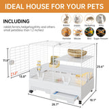 Oneluck Rabbit Cage Indoor,Loft Bunny Hutch with Urine-Proof Wall,Leak-Proof Trays, Wheels 28.7" L x 18.1" W x 25.6" H for Rabbits Chinchillas, Guinea Pig and Small Animal