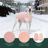 Kuoser Reversible Dog Coat – Warm Fleece & Quilted Waterproof Dog Jacket, Double-Sided Cold Weather Dogs Winter Coat with Harness Hole, Windproof Pet Snow Vest for Small Medium Large Dogs, Pink 2XL