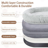 ROOMTEC Human Dog Bed, 71''x45''x12'' Size Fits Adult and Pet Washable Giant People Bed 10 CM Thick Memory Foam Large Oversize Pet Bed with Plump Pillow, Blanket, Strap - Grey