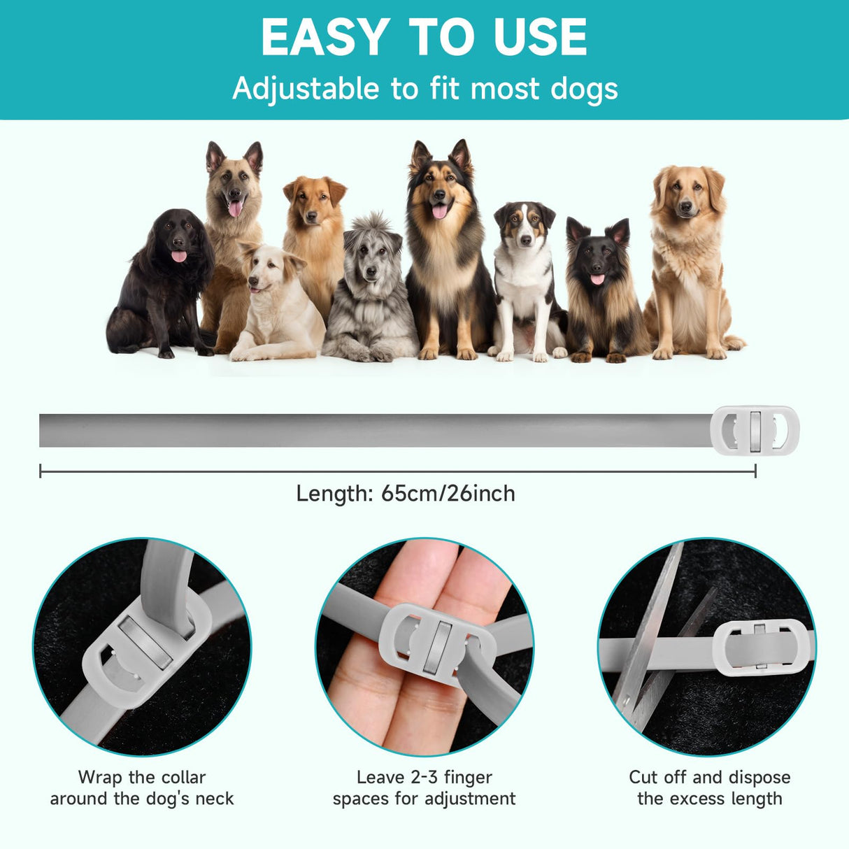 Flea and Tick Prevention for Dogs, 4 Pack Flea Collar for Dogs, Dog Flea and Tick Treatment, 32 Months Protection, Waterproof, Adjustable Collar for Dog, One Size Fits All for All Breeds, Grey