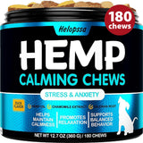 Hemp Calming Chews for Dogs with Anxiety and Stress - 180 Soft Dog Calming Treats - Dog Anxiety Relief - Storms, Fireworks, Thunder, Barking, Separation Aid - Valerian Root - L-Tryptophan - Hemp Oil