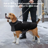 ASENKU Dog Coat, Dog Winter Jackets with Fleece Turtleneck, Windproof, Reflective Pet Snow Jacket for Cold Weather,Coats for Extra Large Size Dogs, Black, XXXXL