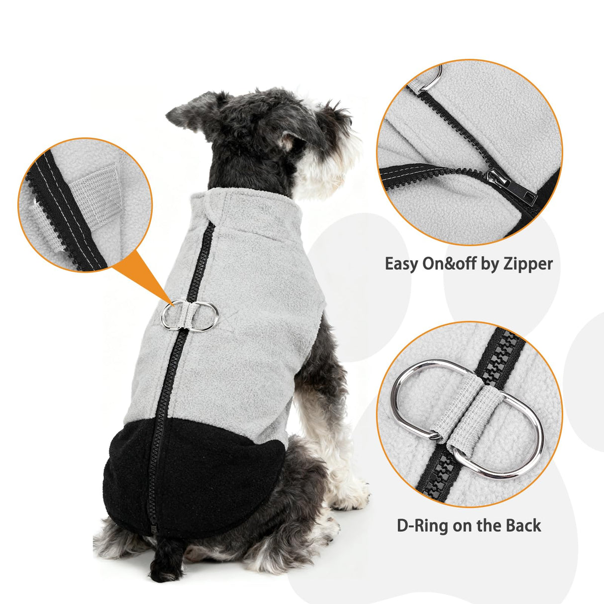 KOOLTAIL Dog Fleece Vest Sweater, Zip Up Step-in Pullover Warm Puppy Jacket with Dual Leash D-Ring for Small Medium Dogs, Cozy Soft Pet Winter Cold Weather Coats Fall Clothes Hoodie Boy Girl, Black L