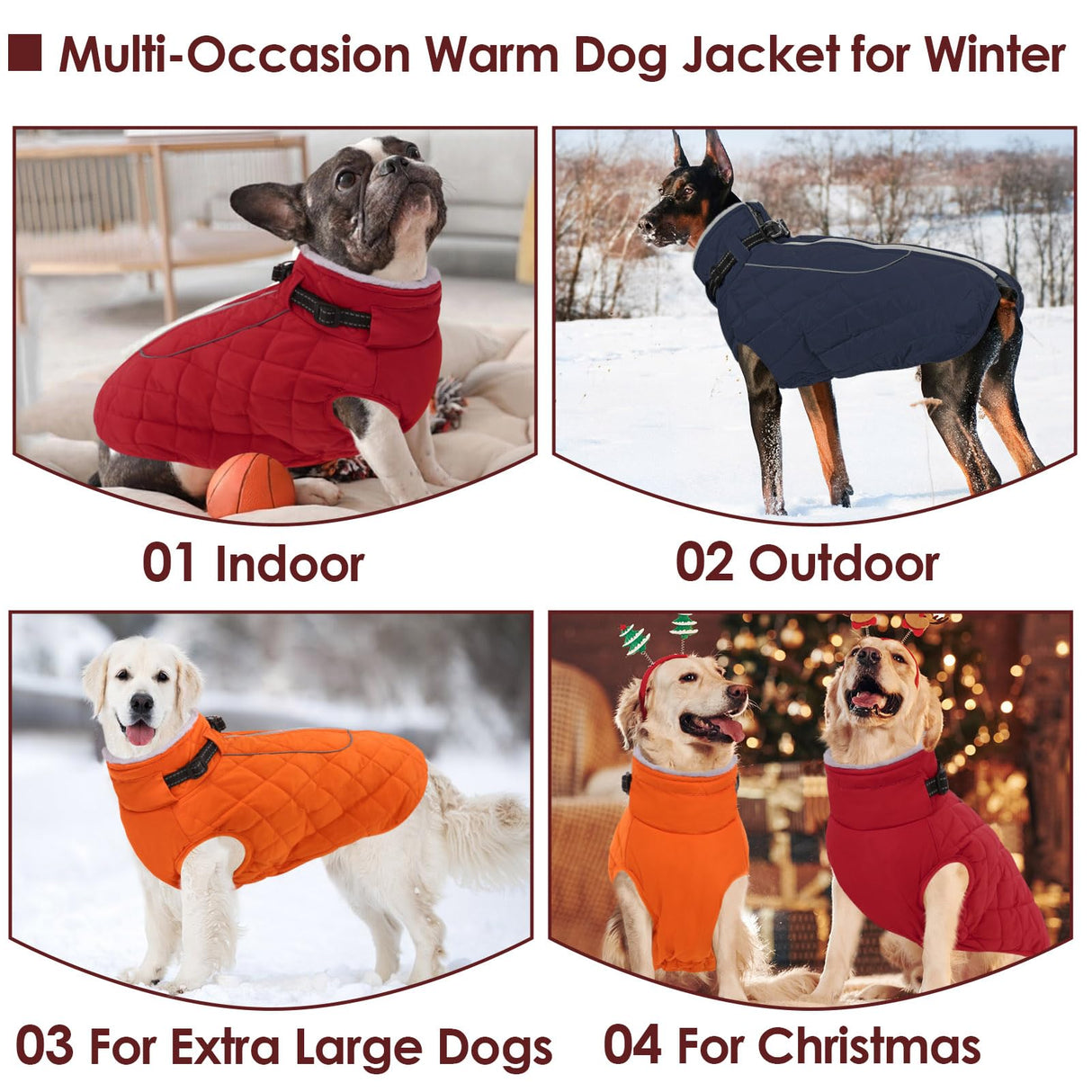 AOFITEE Small Dog Winter Coat, Waterproof Dog Winter Jacket with Zipper & Fleece Collar, Reflective Dogs Puffer Jacket, Small Pet Snow Coat Snowsuit for Yorkshire, West Highland