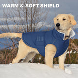 Mklhgty Extra Warm Dog Coat, Waterproof Dog Winter Jacket with Leash Portal, Fleece Reflective Pet Snow Vest for Small Medium Large Dogs - Blue - XL