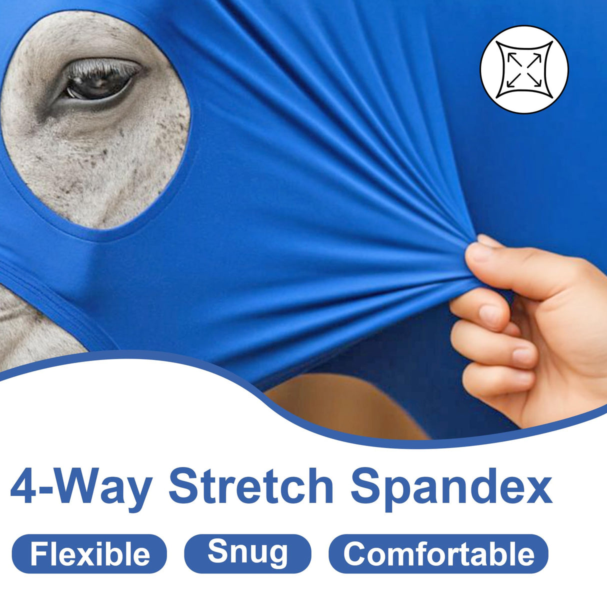 Gallopoff Horse Slinky Hood with Zipper, Stretch Spandex Sleazy Hood for Mane Protection, Breathable Horse Neck Cover for Show Prep, Braids Saver, Sleek Grooming Under Blanket Use Blue Medium