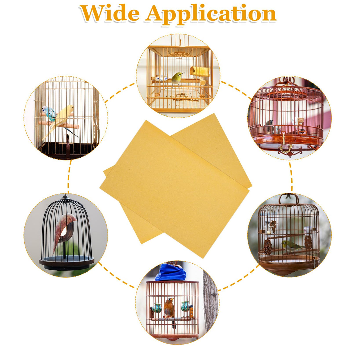 MUXHEL 50 Pcs Gravel Liner Paper for Bird Cage, 11" x 17" Bird Cage Liner, Easy Clean Pet Grinding Sandpaper for Bird Cage