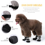 Dog Shoes for Medium Large Dogs Winter Dog Snow Boots Anti-Slip Dog Boots & Paw Protectors Warm Wool Snow Booties with Reflective for Hiking 4Pcs,Size 1