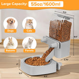 Kenond 55oz Hanging Automatic Rabbit Feeder, 1.6L Large Capacity Gravity Food Dispenser with Stainless Steel Bowl,for Dog, Cat, Ferret & Medium-Small Animals,Fits Widemouth Cages& Wire Cages & Crates