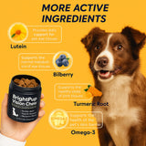 BrightPup Dog Vision Chews, Dog Vision Supplement with Lutein, Vitamin A/C/E, Bilberry & Omega-3, Supports Eyes Health & Visions Clarity, Bacon Flavor Eye Supplements for Dogs, 30 Soft Chews (1)