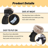LUZGAT Dog Boots Paw Protectors,Small Dog Winter Boots Shoes,with Anti-Slip Sole and Plush for Warm Snow Outdoor Walking,Pack of 8(Black+Pink,Size 7)