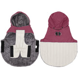 JoyDaog Detachable Hooded Dog Coat with Harness for Large Dogs,Super Warm Fleece Puppy Jacket for Cold Winter Doggie Coats,Red XXXL