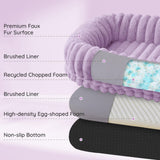ChiXnuggle Human Dog Bed for Adult - Luxury Striped Faux Fur Giant Dog Bed with Portable Handle, Egg Orthopedic Foam Pad with Thick Blanket, 72"x40"x10", Purple