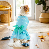 Vehomy 2-Pack Dog Summer Dress Breathable Puppy Cat Dresses with Bowknot Pet Summer Cool Outfits Skirts with Sea Fish Dolphin Patterns for Small Medium Dogs L