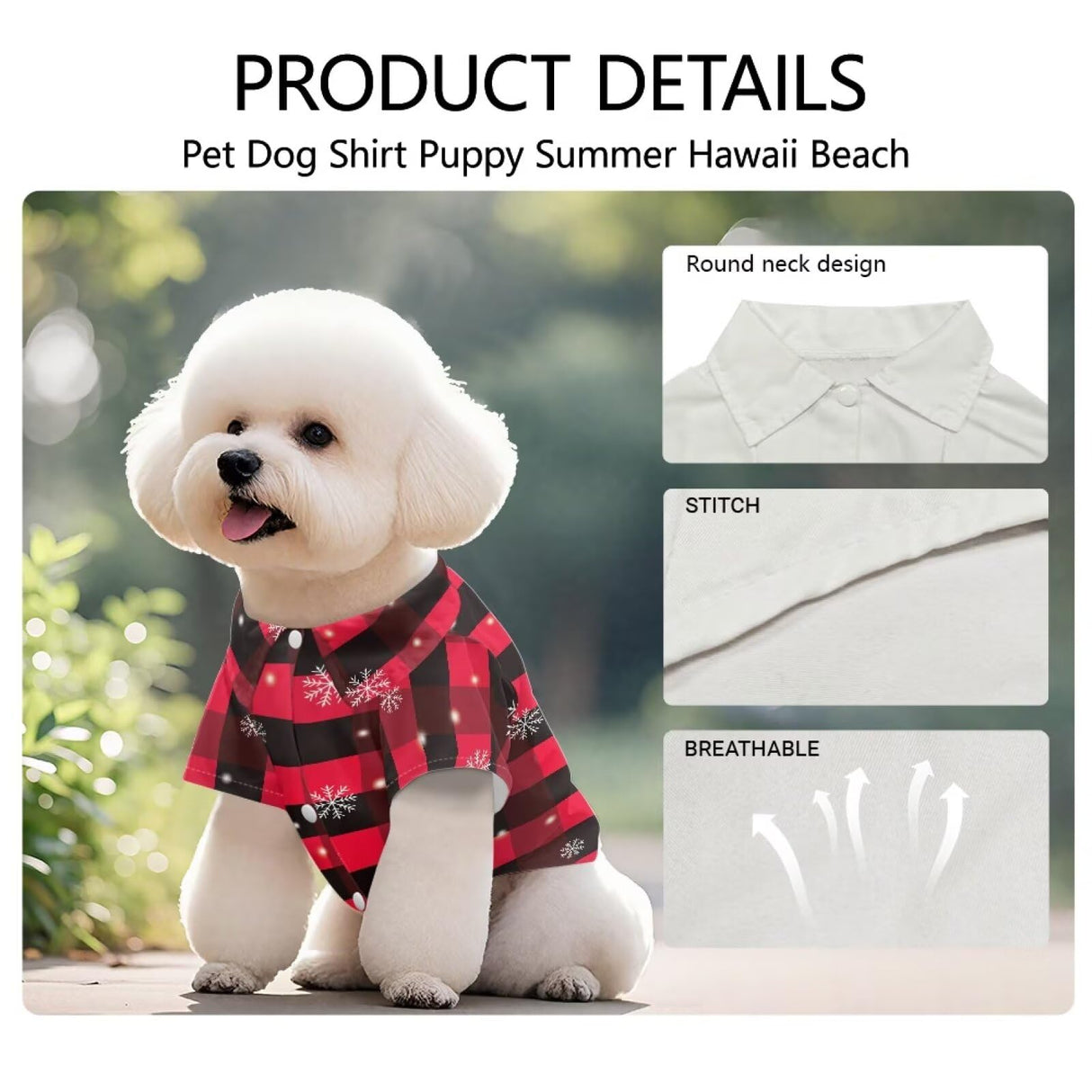 Wiryuouvt Snowflake Plaid Dog Christmas Outfit Dog Shirts Collared Polo T-Shirts for Small Medium Dogs Cats Boy Girl Cozy Lightweight Puppy Clothes for Small Dogs Boy Girl Christmas Party Photo Event
