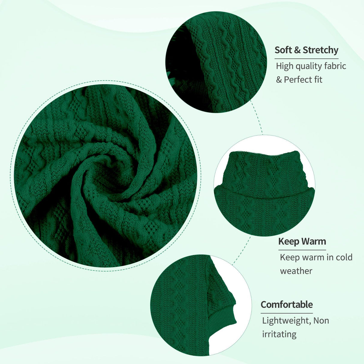 Dog Sweaters for Large Dogs Turtleneck Knitted Pet Clothes Solid Color Puppy Sweater Warm Dog Sweater(Green&XL)