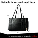 Monanller Stylish Dog Purse Carrier, Leather Pet Carrier Bag for Small Dogs Cats Puppy, Airline Approved Soft-Sided Carrier Black