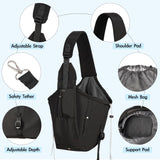 Creproly Dog Carrier Sling, Dog Carriers for Small Dogs & Cats with Pockets, Puppy Carrier Sling 15 lbs Machine Washable, Adjustable Shoulder Strap, Hands Free for Family Outdoor Use (Black)