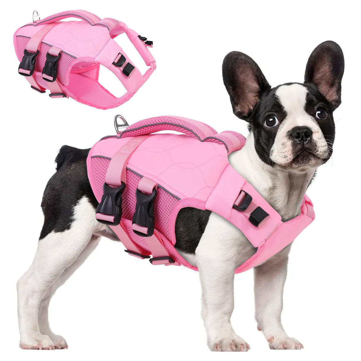 ASENKU Dog Life Jacket- High-Buoyancy Dogs Reflective Swimming Vest with Durable Handles for Small Medium Large Dogs - Pool, Beach, Boating(LightPink, XS)