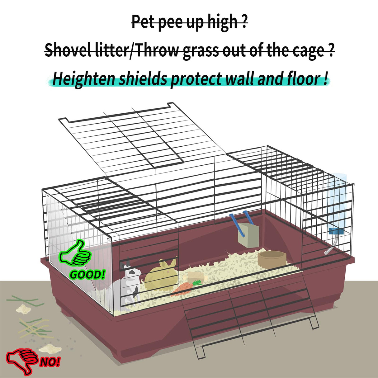 Oncpcare 12 Pack Rabbit Cage Urine Guard 10'' x 8.2'' Pet Plastic Splash Guard Panels Liner Protection Clear Edge Liner Guinea Pig Side Lining Bird Cage Protector from Cats