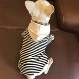HQREA Classic Fashion Striped Dog Coats for Small Dogs Pullover Puppy Hoodie Sweatshirt French Bulldog Clothes for Female Dogs(Black,L)