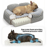 Veehoo Cute Dog Bed for Large Dogs, Orthopedic Egg-Crate Foam Dog Bed with Sides, Removable Washable Cover & Waterproof Lining, Comfortable Pet Couch Pet Sofa Grey, 36"